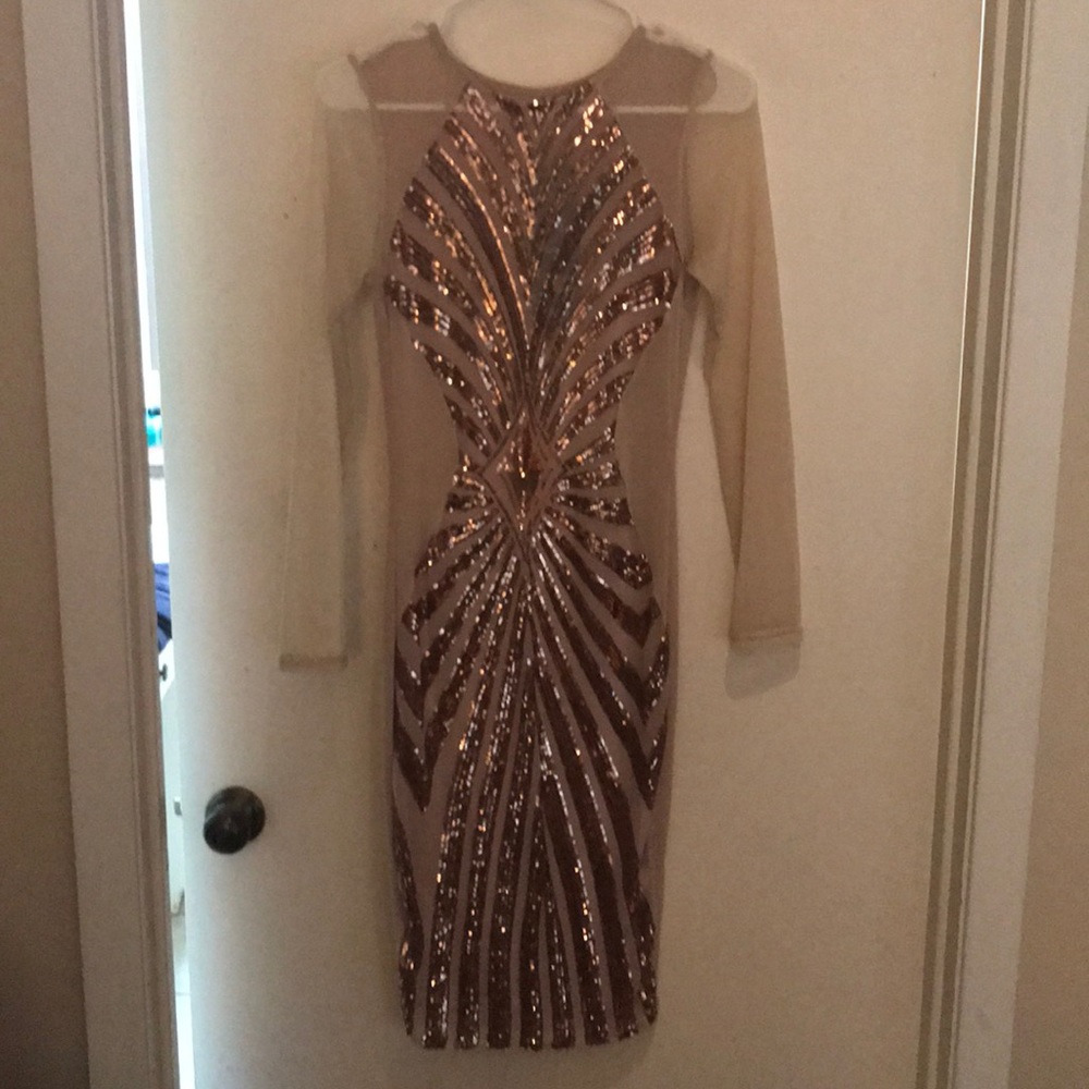 Tan and Gold Bodycon Dress